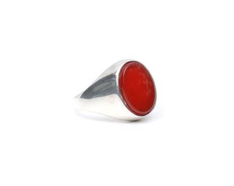 Carnelian Ring - Men's Signet Ring, Men's Silver Ring, Gifts for Him, Gemstone Ring, Gents Ring, Seal Ring, Sterling Silver Ring