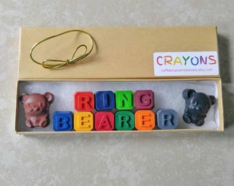 Ring bearer gift - Kids wedding favor - Gift for ring bearer - Kids crayons - Will you be my ring bearer - kids wedding gift