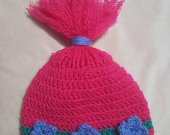 Trolls inspired Poppy crocheted hat
