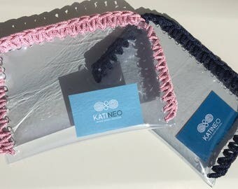 Beauty case, Handmade, Crochet case, Made in Greece, Transparent case, Beauty bag case, Bag case, Pvc case
