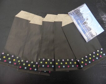 Collection NOIR: 40 Kraft envelopes 7 x 12 cm and masking tape multicolored polka-dot