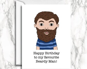 Happy Birthday Card, Beard Birthday Cards, Beardy Man, Cards for Him, Facial Hair Cards, Mustache Cards, Beard Birthday Card, Cards for Dads