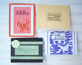 The SCRIPTURE PACK - 4 Religious - Handmade/Homemade Greeting Cards