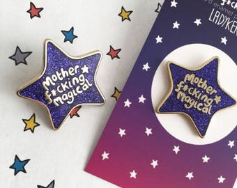 Swear pin | Star enamel pin | girl gang | glitter enamel pin | sassy enamel pin | hard enamel pin | flair | feminist enamel pin