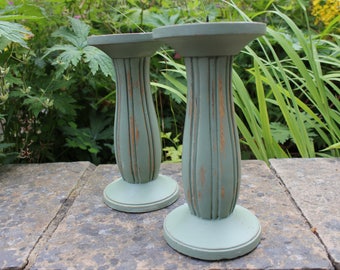 Hand painted church candle holders in bramwell green
