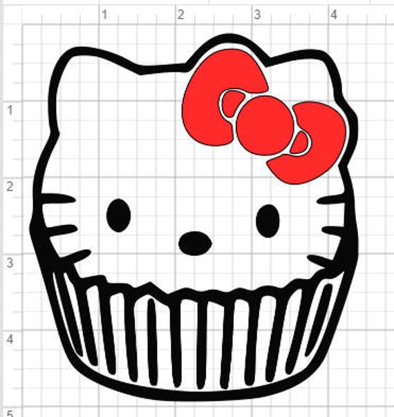 Download Hello Kitty Cupcake Design SVG EPS DXF Studio3 Cut Files