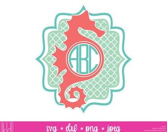 Seahorse Monogram svg - Beach Monogram svg - Summer Monogram svg - Seahorse svg - Sea Horse svg - Monogram svg - Summer svg
