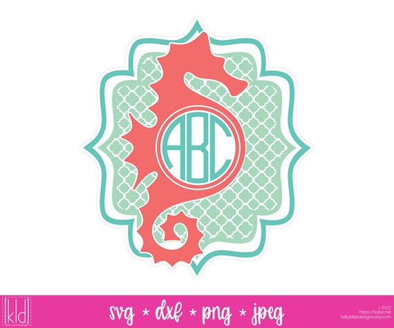 Download Seahorse Monogram svg Beach Monogram svg Summer Monogram