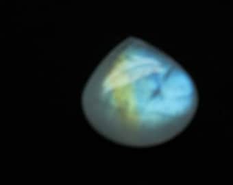 4.A - High Quality Rainbow Moonstone Smooth Heart Briolett Focal - Full Flashy Fire Huge Size - 29x29 mm Drilled