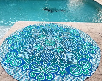 Mandala Tapestry, Hippie tapestry, Yoga mat, Boho Decor, Beach blanket, Boho tablecloth, Mandala roundie, Boho Dorm room, Round tapestry