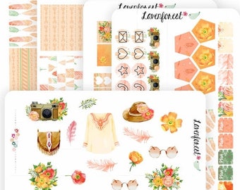 Boho planner sticker kit, bohemian stickers, stickers bohemian, planner sticker kit for use with ERIN CONDREN LIFEPLANNER™ and happy planner