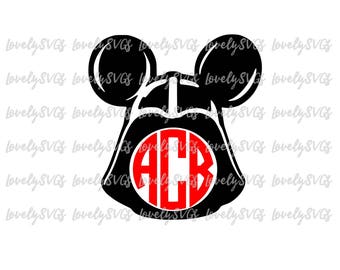 Instant Download SVG Studio3 - Darth Vader with Balloon Mickey - Silhouette Cricut - Monogram File