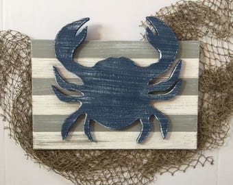 XL Wood Crab. Crab Sign. Coastal Crab Wall Art. Beach Crab.