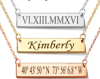 Personalized necklace, Bar necklace, Gold Bar Necklace, Name plate bar, Initial necklace, Personalized bar necklace, mother gift
