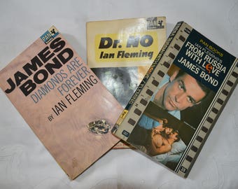 3 x vintage James Bond books/paperback 1960s/ Fathers Day gift/ships worldwide