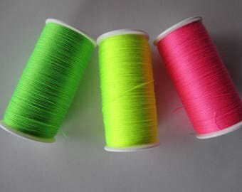 3 reels fluro polyester 200 yards each.