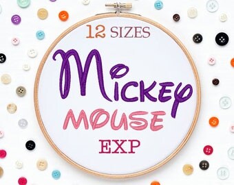 12 Sizes Mickey Mouse Disney Embroidery Font EXP Format Embroidery Machine,Initials Monogram,Monogram Design,Instant Download