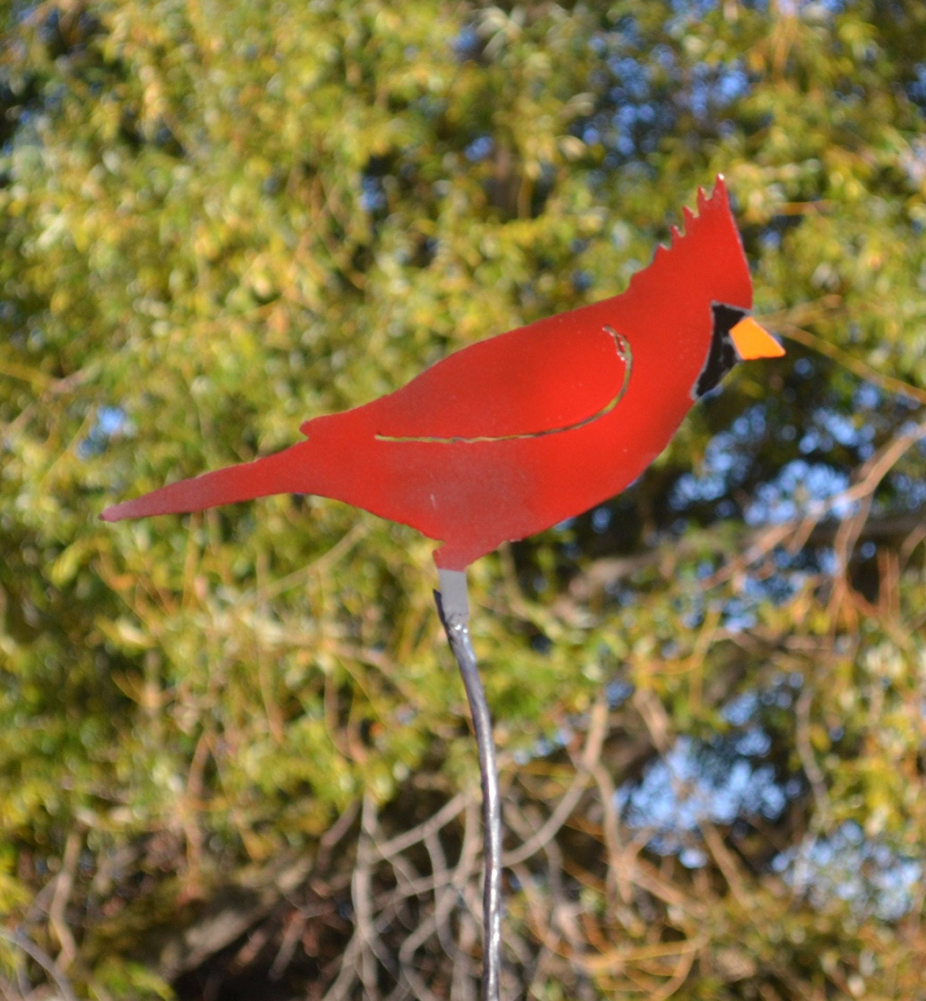 Cardinal garden stake