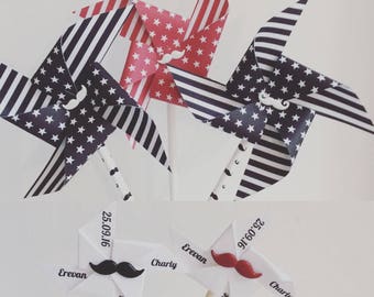 Pinwheels wind red, black & mustache