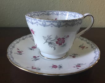 Vintage Shelley Pink Floral Teacup with Saucer