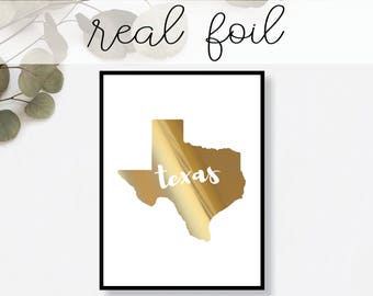 Texas State Print // Real Gold Foil // Minimal // Gold Foil Print // Decor // Modern Office Print // Typography // Fashion Print