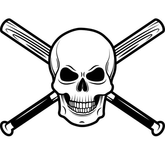 Baseball Logo 1 Skull Wood Stick Bat Crossed Ball Sports