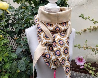 Liberty cotton triangle scarf "bosphorus" and beige