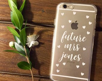 engagement present, hen party gift, bride to be phone case, bridal shower, clear iPhone case, personalised phone case, future Mrs phone case