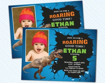 Digital Printable Dinosaur Birthday Invitation. Rawr party. Boy Birthday