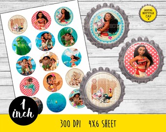 COD183-50% OFF SALE Moana Bottlecap-1 inch Bottlecap-Printable Image-Moana collage sheet-Princess bottlecap-Disney bottlecap-Moana 1 inch