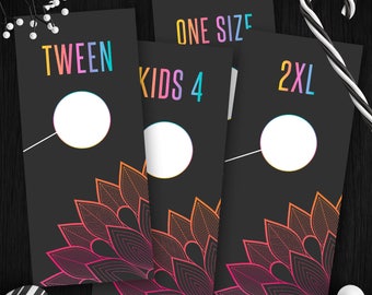 Lula Size Rack Dividers, Instant Download, Sizing Dividers, 3.25x7.25 inch, 27 JPG, 2 PDF, LLR Hanging Tags, Size Rack Cards