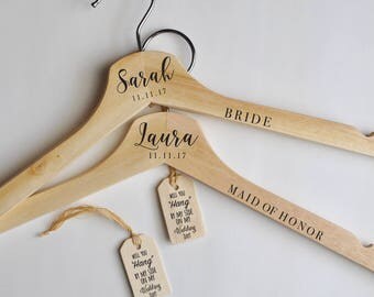 Custom Personalized Bridesmaid Hanger, Bridal Dress Hanger, Engraved Solid Hardwood Hanger, Bridesmaid Hanger,