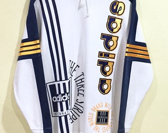 Rare!!! Vintage 90's Adidas Sweatshirt Adidas Spellout Embroidery Adidas Three Stripes Sports Gear Big Logo Multicolors Hip Hop Swag