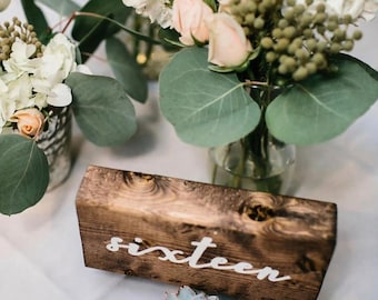 KANDJCREATES Rustic Wooden Wedding Table Numbers || Party Table Numbers