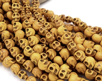 Skull - skull skull howlite beads veined antique gold 12 mm 20/40 units