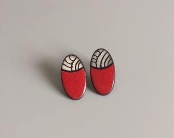 Stud Earrings, oval, geometric, graphic