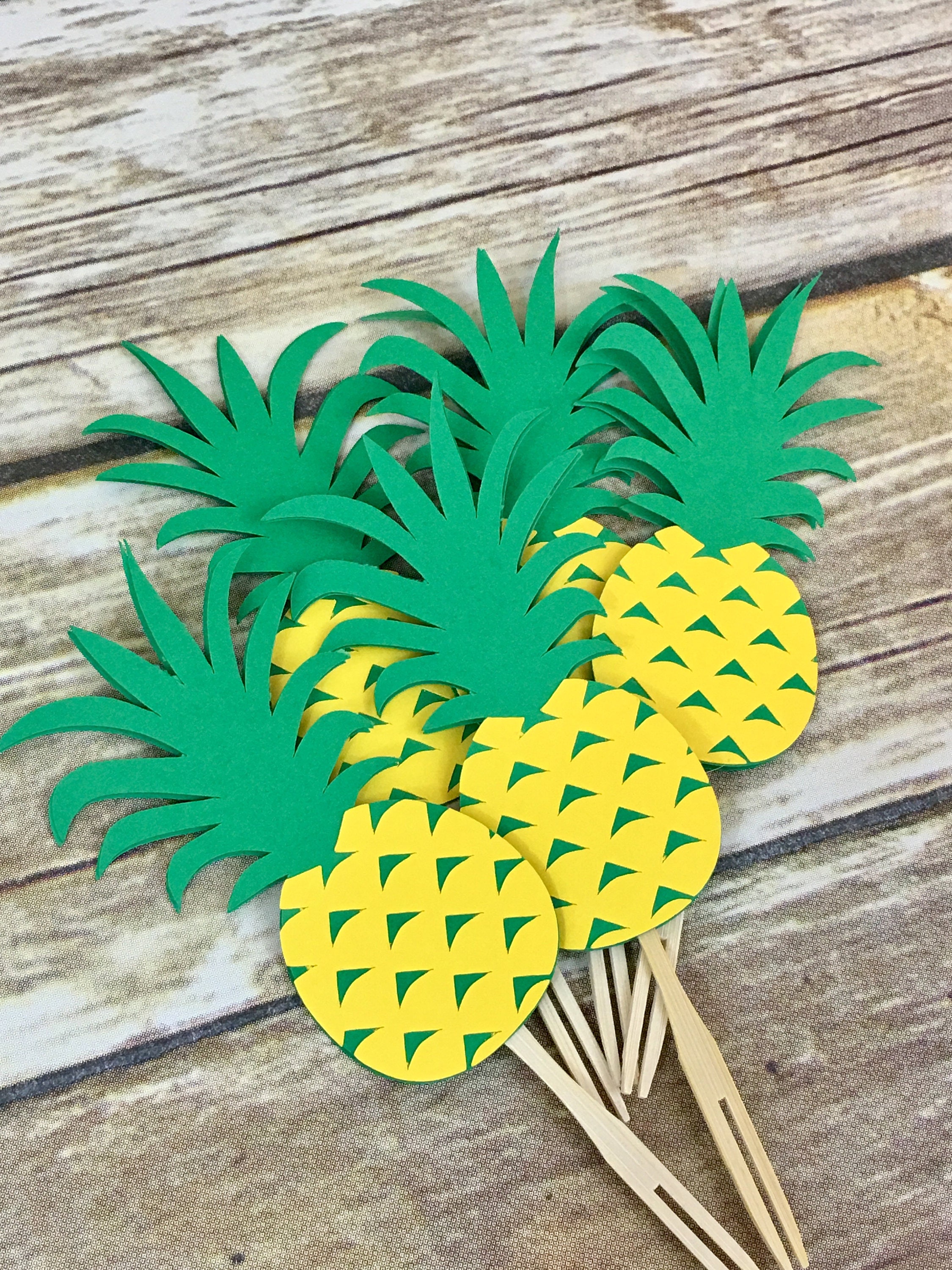 Pineapple Cupcake Toppers Luau Party Pineapple Party