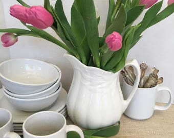 Vintage Ironstone Pitcher with Wheat Pattern
