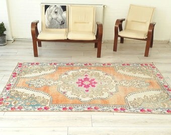 Oushak Rug 92 x 52 inches Kilim rug Home Living Room Office Decor Turkish Kilim Rug Handwoven Anatolian color rug Pile Rug As a gift