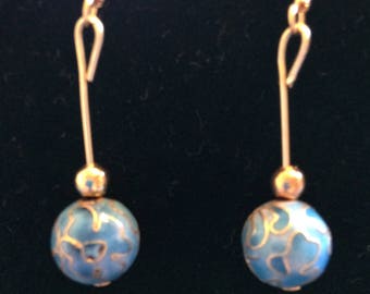 The Blue and Gold Cloisonné Earrings