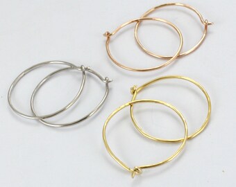 Gold Hoops Earrings Big Wire Earrings 14K Gold Filled Hoops