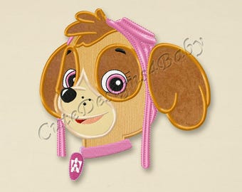 Paw Patrol Skye Head applique embroidery design, Paw Patrol Machine Embroidery Designs, Embroidery designs for baby, Instant download #008