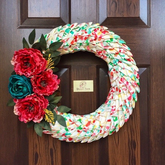 Petal Wreath Folded Fabric Swedish Braid Fabric Wreath