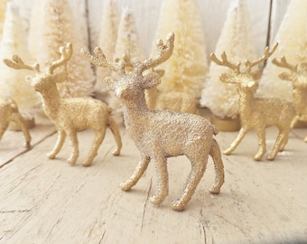 Miniature GOLD Deer ~ 6 Count ~ Christmas Woodland Craft Supply ~ Holiday Decor ~ Fairy Garden