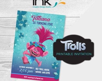 Trolls Invitation - Birthday Invitation - Instant Download - Edit Yourself - Trolls Party - Trolls Birthday - Poppy Birthday Party - Poppy