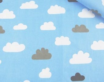 Cotton Fabric, Quilting Print Fabric,Clouds Fabric , Blue Pink Fabric , Fabrics by the Yard-Half Yard