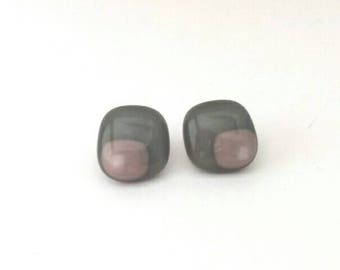 Grey and Mauve Stud Earrings