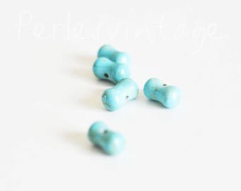 Set of 5 knucklebone turquoise howlite beads