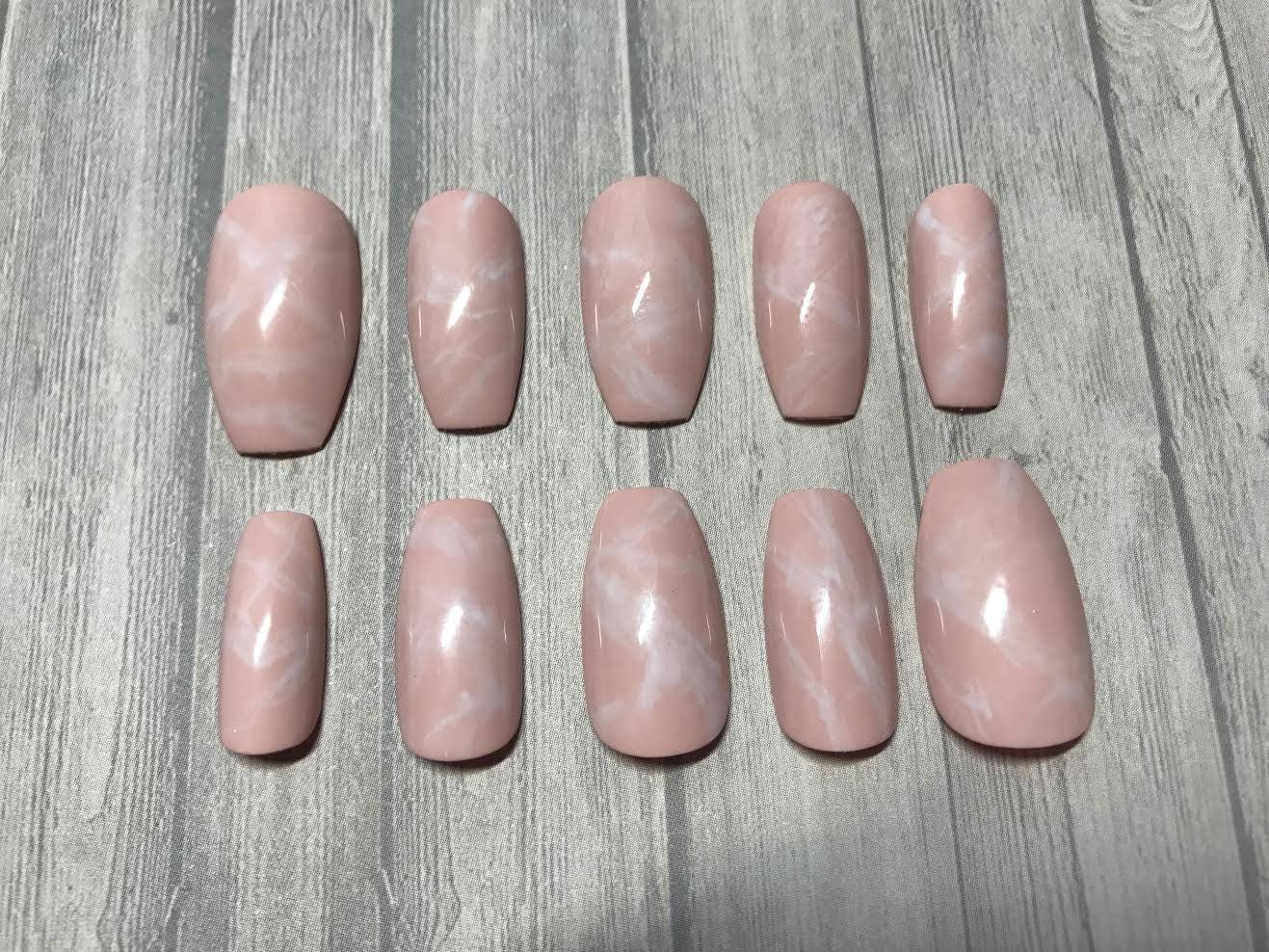 Glue Included Rose Quartz Inspired Press On Nails Glue On