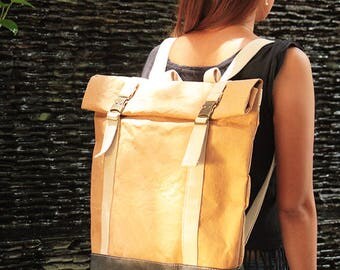 Backpack - Convertible Messenger Bag, like leather backpack bag, travel bag, bicycle bag, washable paper bag, eco friendly vegan bag